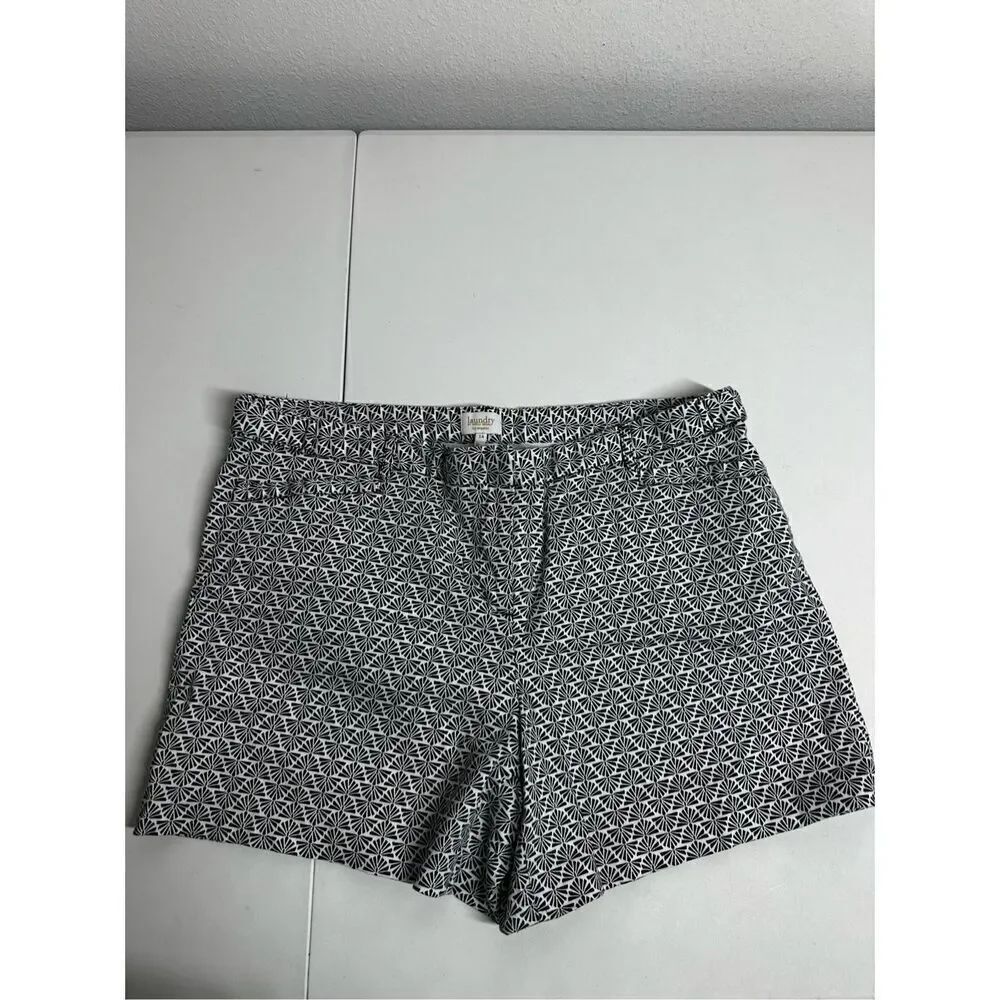 Laundry By Shelli Segal Women’s Black White Geometric Pattern Shorts Cotton Sz14